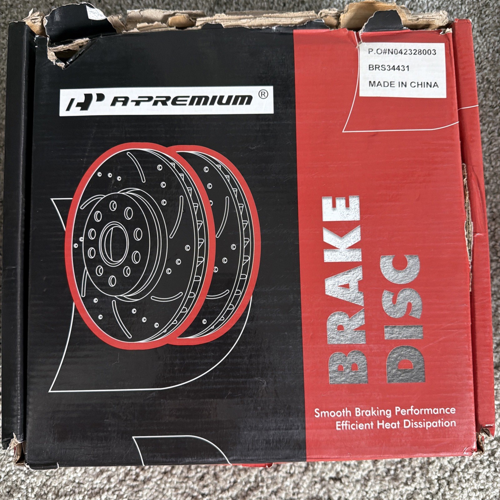 A-Premium 10.04 inch (255mm) Front Drilled and Slotted Disc Brake Rotors OpenBox