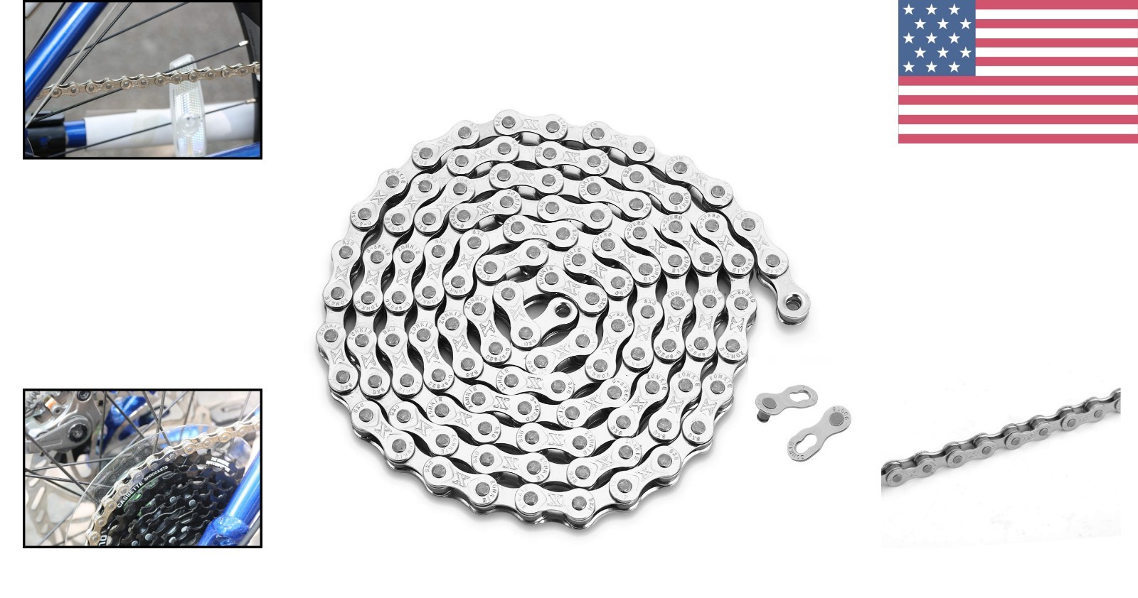 6/7/8 Speed Bike Chain – 1/2 x 3/32 Inch, 116 Links, Stainless Steel