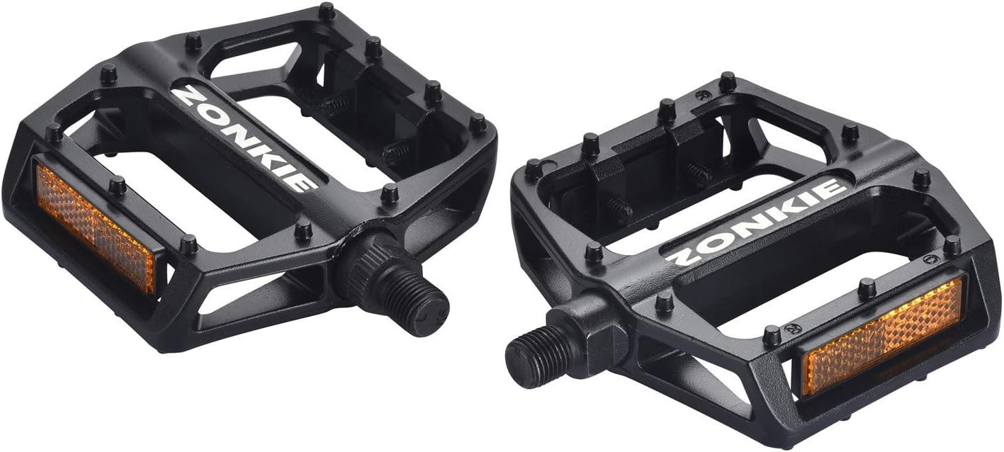 Sealed DU Bearing Bicycle Pedals in Black – Aluminum Alloy, Reflective Safety