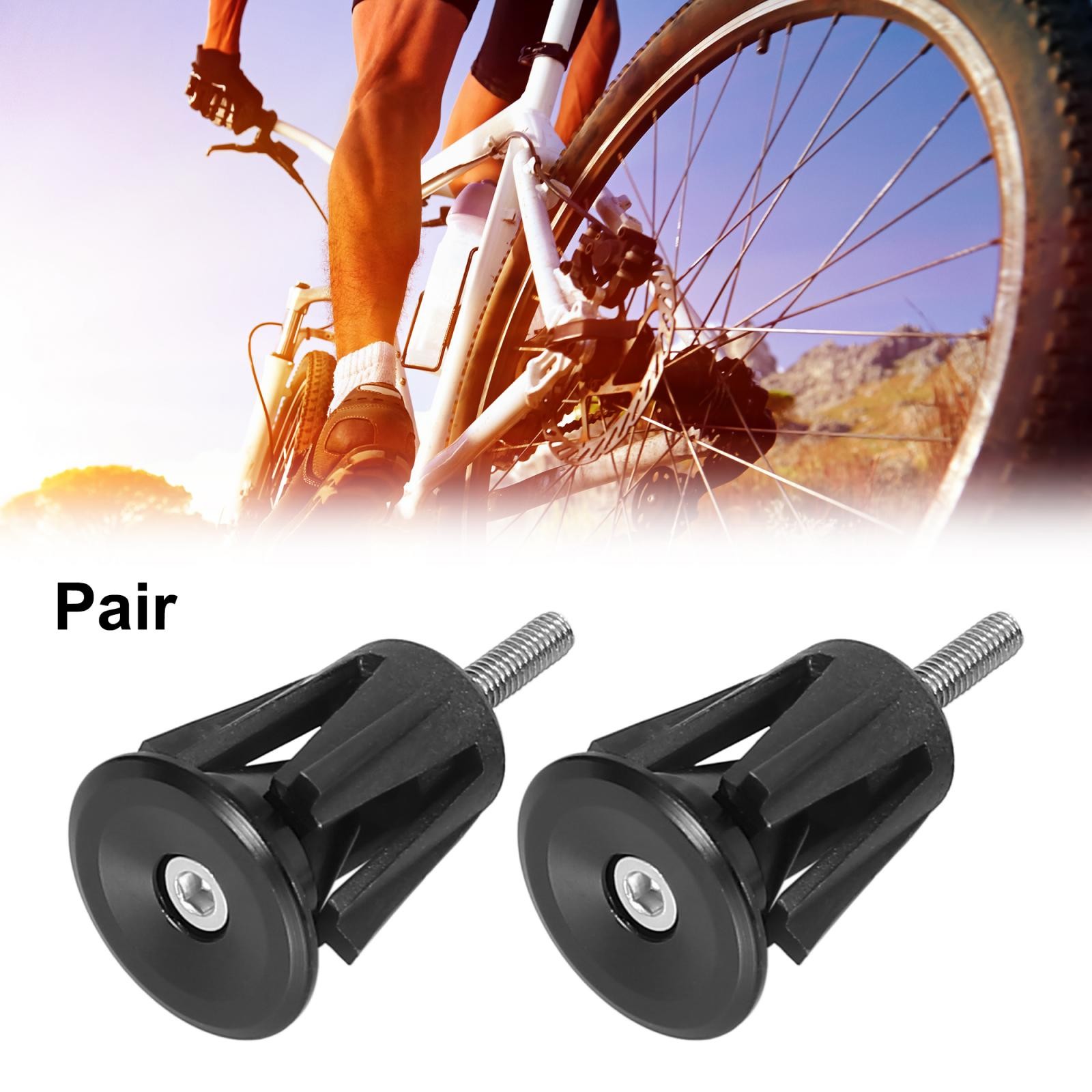 Pair Aluminum Alloy Bike Handlebar End Plugs Caps Bar End Plug Black 15-23.5mm