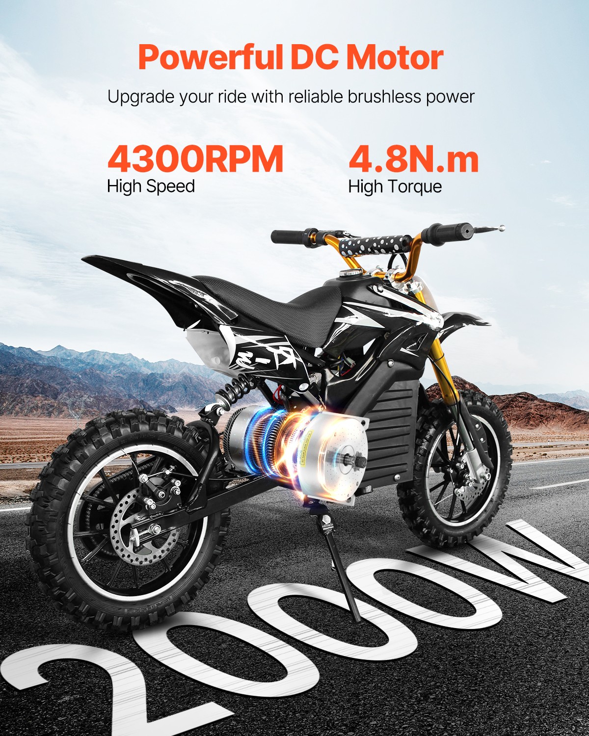 2000W Electric Brushless DC Motor Kit 48V 4300rpm Motor with Speed Controller
