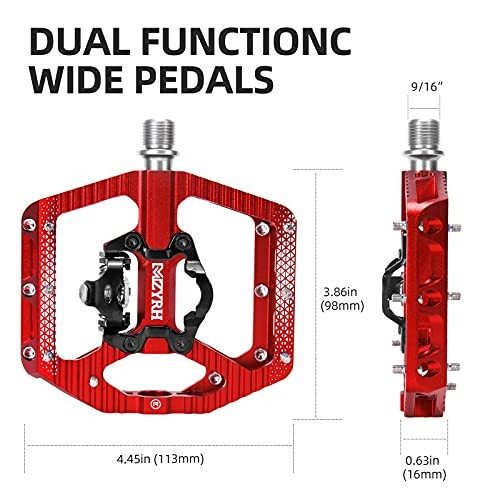 MTB Mountain Bike Pedals 3 Bearing Flat Platform Compatible with red 3 bearings