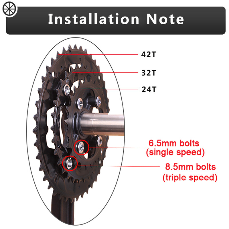104/64BCD 24/26/32/38/42T Double/Triple Speed Chainring Mountain Bike Crankset