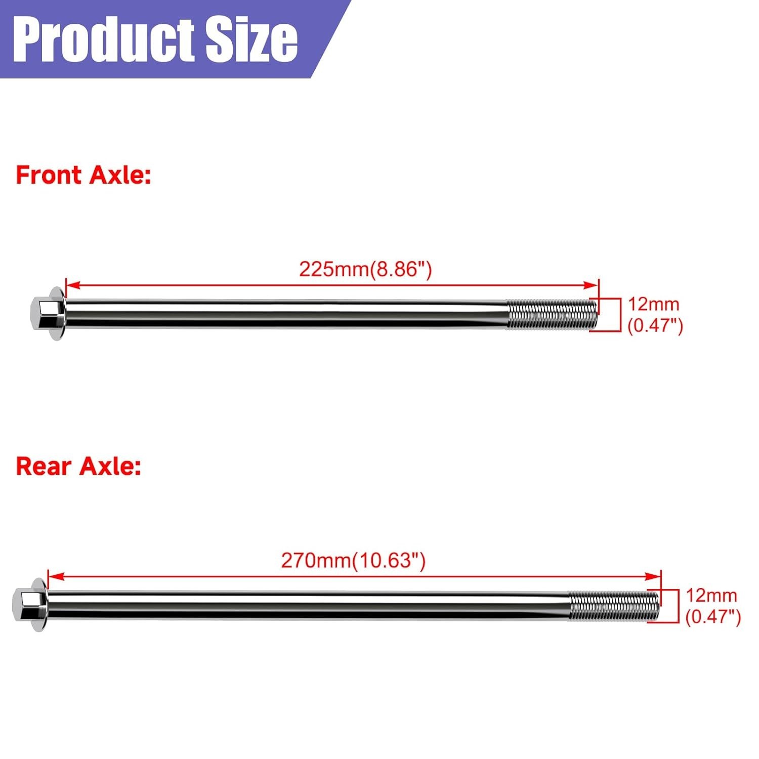 Mini Bike Axle Set Rear Front Replacement for Coleman CT100U 270mm 225mm