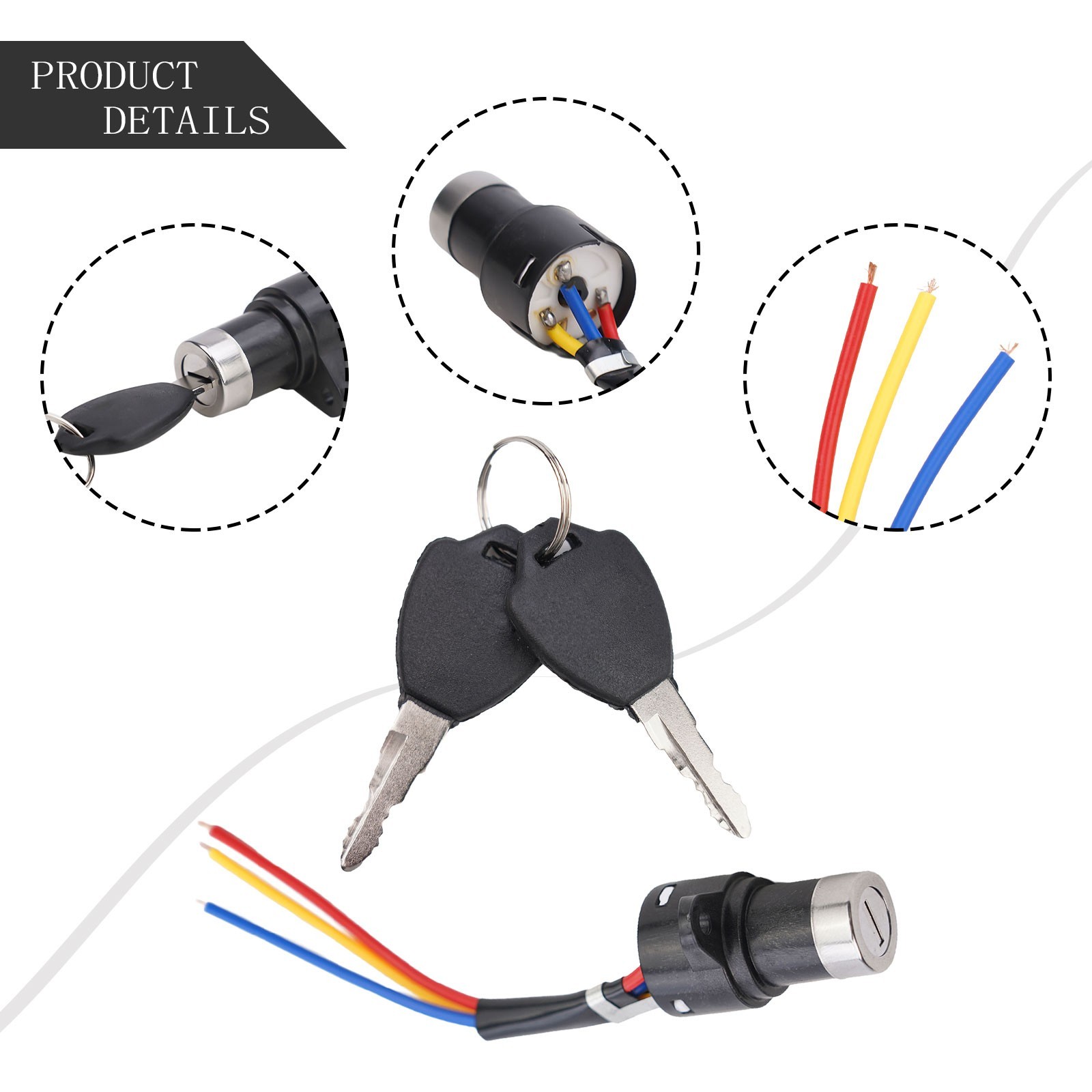 Electric Bike Ignition Key Keys E-Bike Lock E-Bike 3 Wire Easy To Install