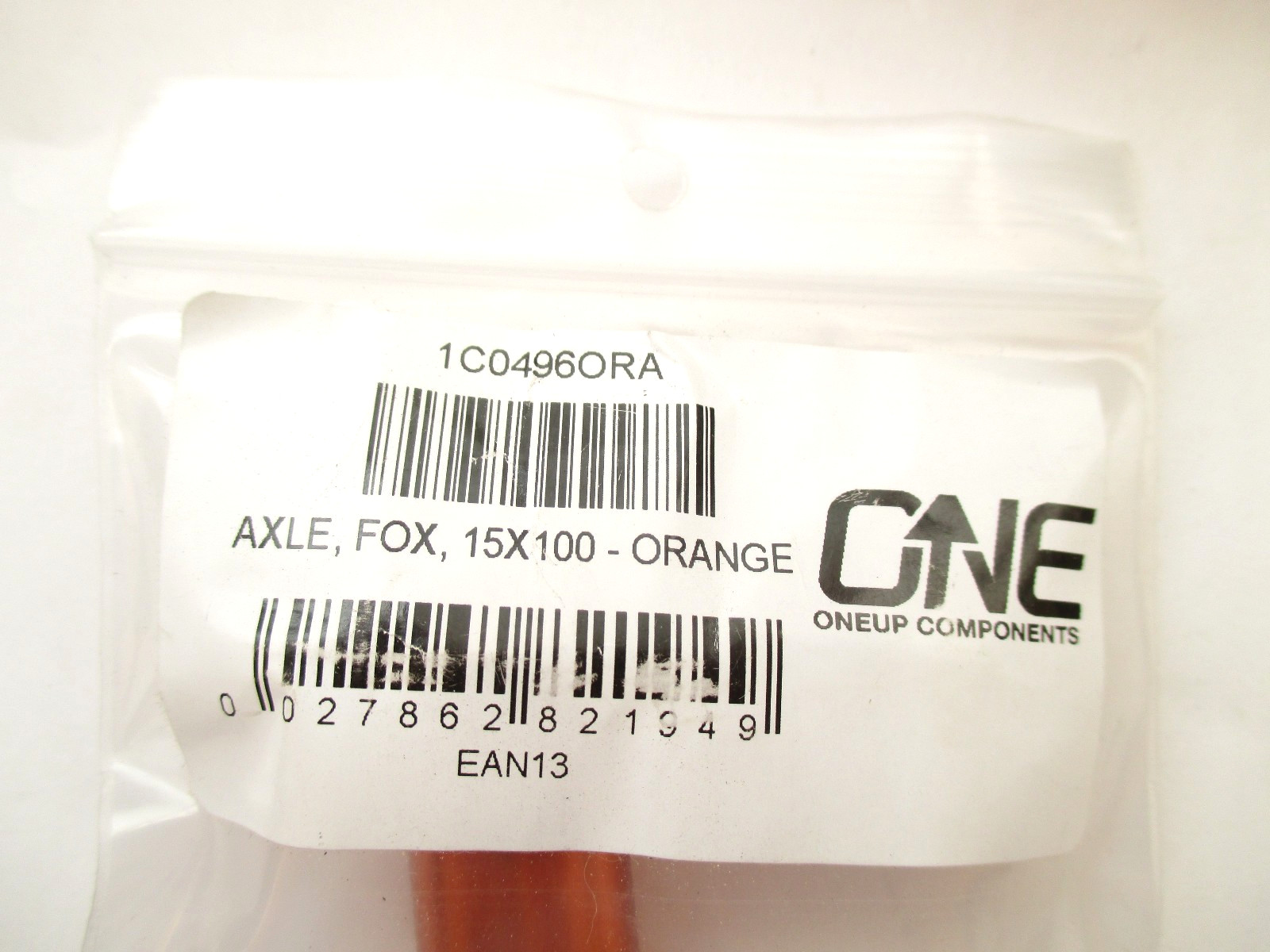 New OneUp Orange Front Axle, 15 x 100mm. For Fox Forks.