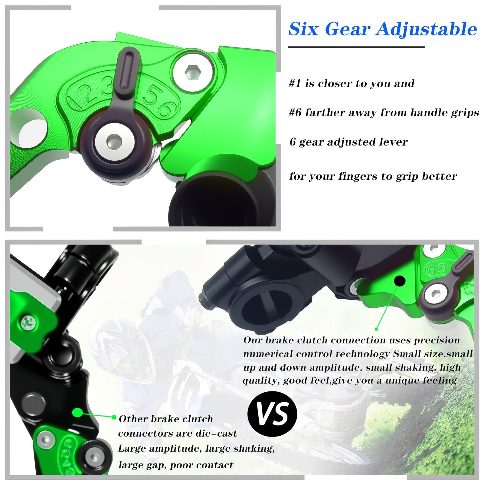 JXPANG Green 7/8″ Handlebar Clutch Brake Levers