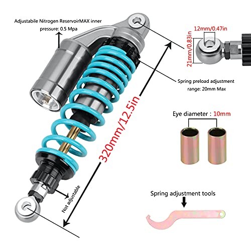Universal 320mm Motorcycle Air Shock Absorbers Rear Suspension Compatible 320MM