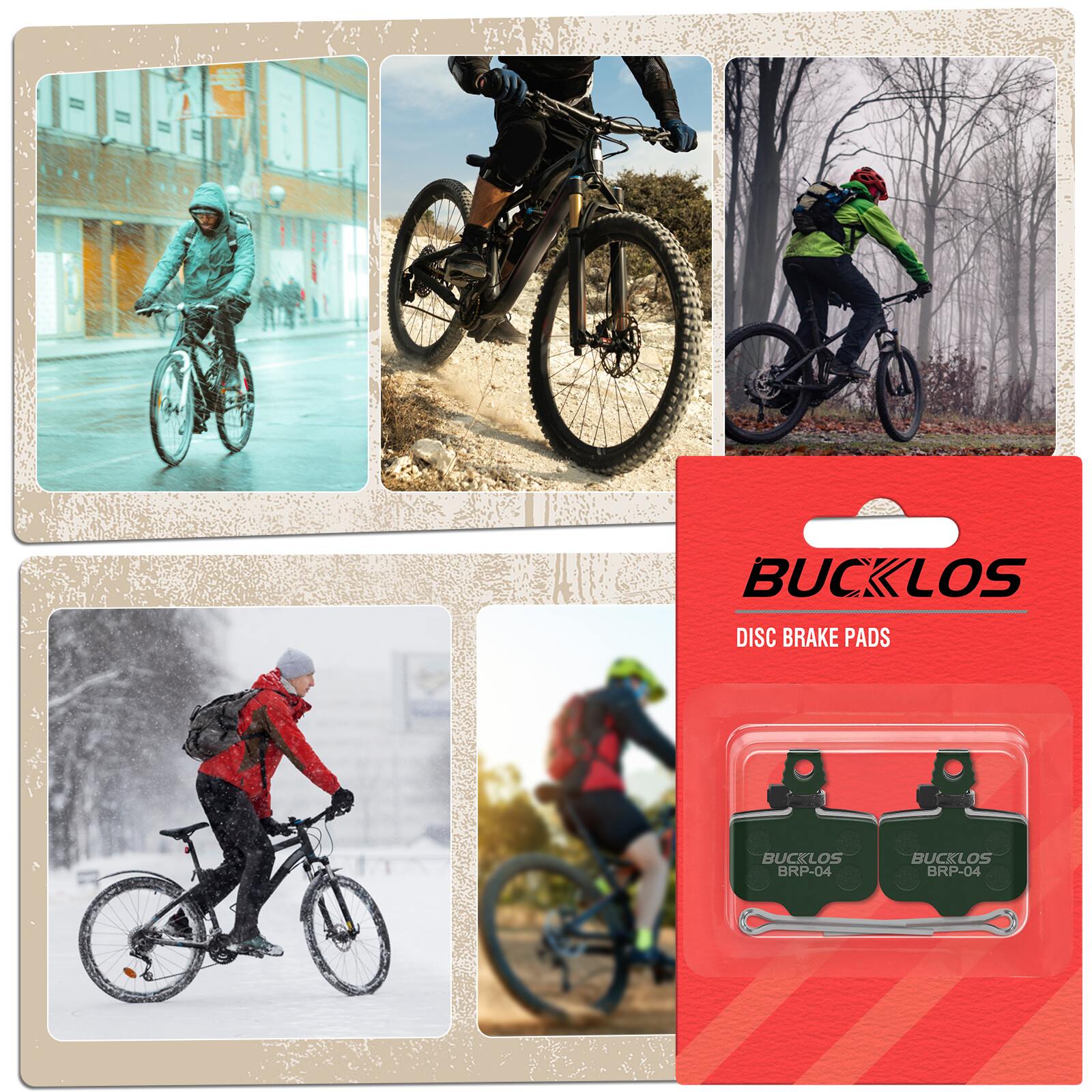 BUCKLOS 2 Pair Bicycle Disc Brake Pad Resin/Ceramic/Sintered Metal for AVID/SRAM