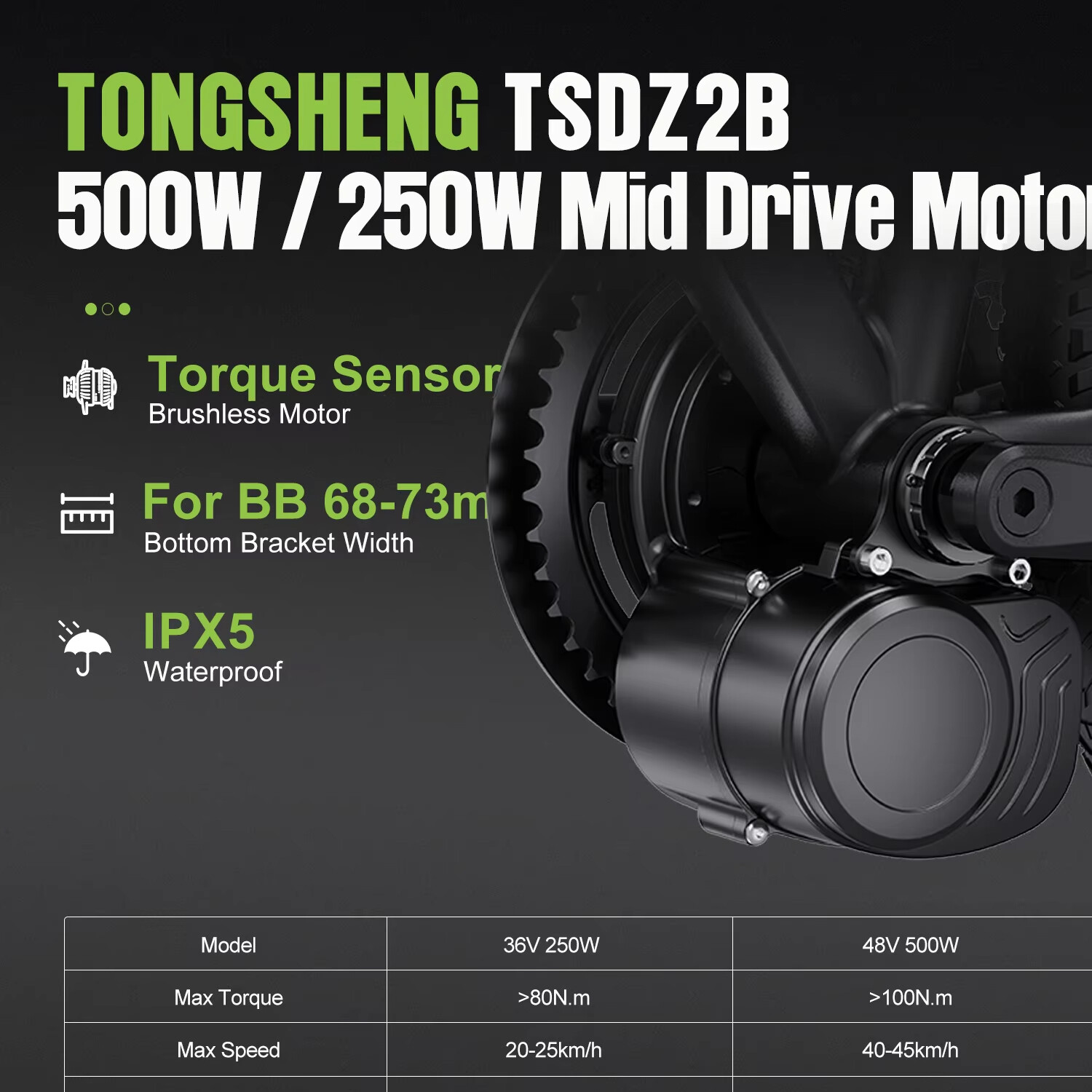 48V750W 500W TONGSHENG Mid Motor Kit Electric Bike Conversion Torque Sensor Kits