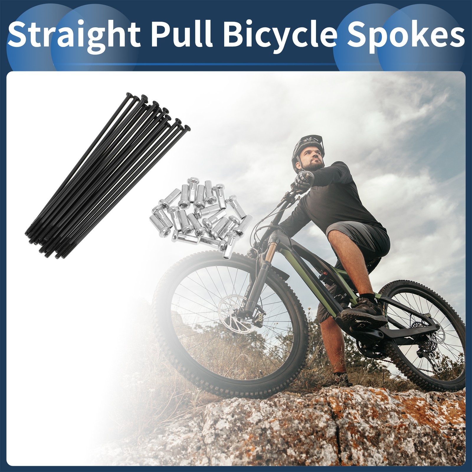 20 Set 14G Straight Pull Bicycle Spokes 89mm Carbon Steel Black