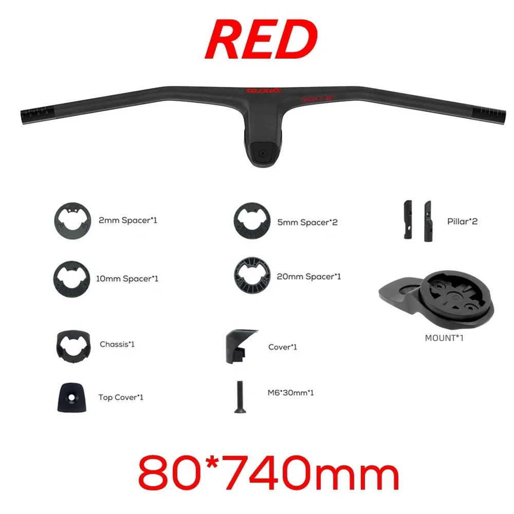 740MM -20 Degrees Full Carbon Fiber Integrated Cockpit MTB Handlebar with Stem