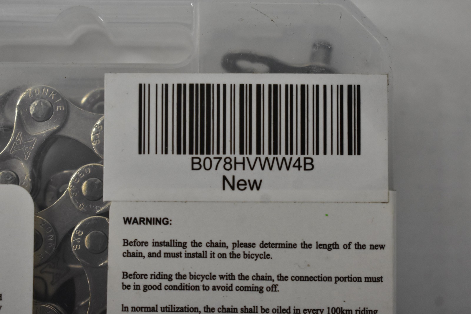 ZONKIE SX8 6/7/8 Speed Chain 116 Links 1/2 X 3/32 Silver Steel Universal