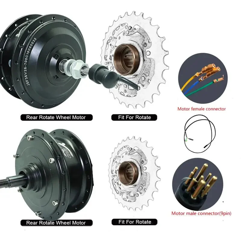 48V 2000W Mountain Electric Bicycle Rear Gearless Hub Motor Wheel Conversion Kit