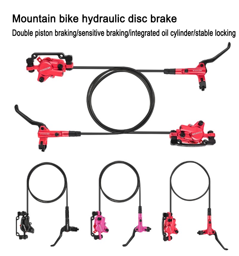 2pcs MTB Bike Hydraulic Disc Brake 2-Piston Front/Rear 800/1400mm +160mm Rotor