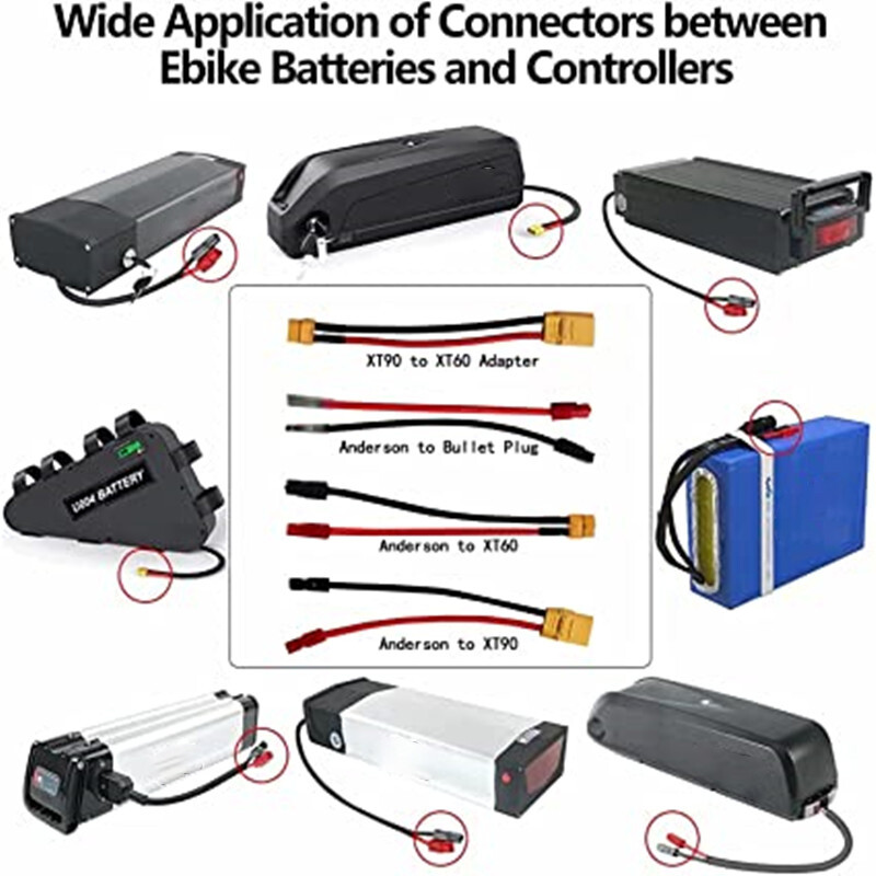Adapter with Cable Anderson/XT60/XT90/Bullet Plug Cable for Ebike Battery