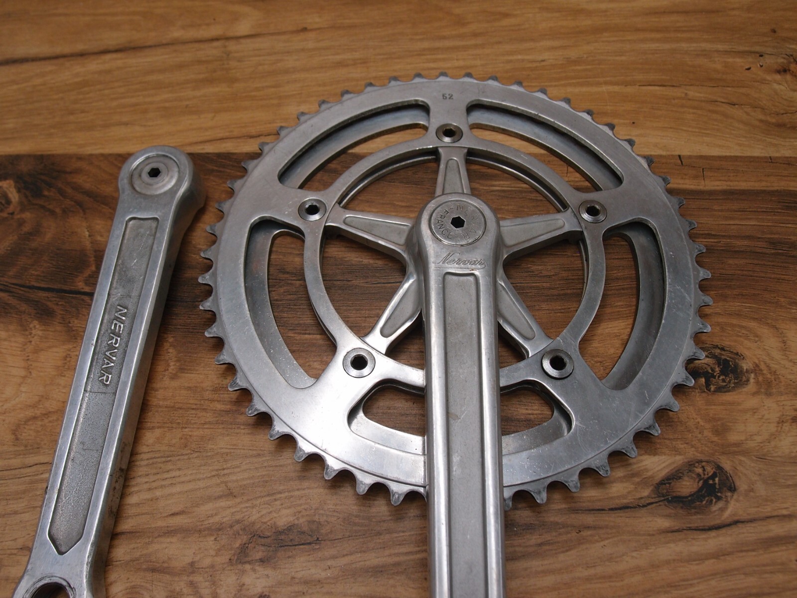 1970s NERVAR double crankset for road bike made in France 52/47 T 170 mm