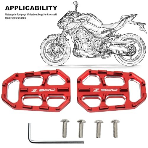 CNC Wide Foot Pegs,Motorcycle Footpegs Rest Wider For Standard Street Red