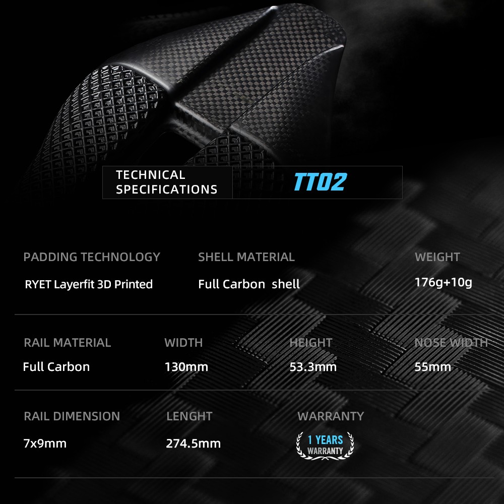 Full Carbon 3D Printed Triathlon Saddle Short Nose Wide Aero Design Carbon Shell