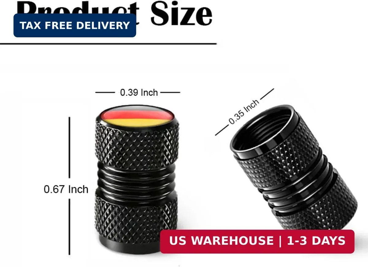 Germany Flag 4 Pack Aluminum Tire Valve Stem Caps for Cars Trucks Bikes Motorcyc