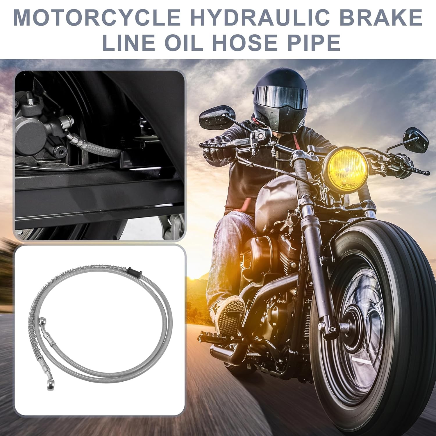 55.12″ Motorcycle Hydraulic Brake Line Oil Hose 10mm ID 12″ Length Brake Pipe