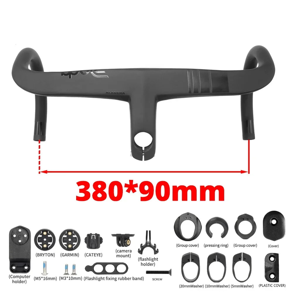 Carbon Road Bike Integrated Drop Bar with Computer Mount 28.6mm Steerer/Spacers
