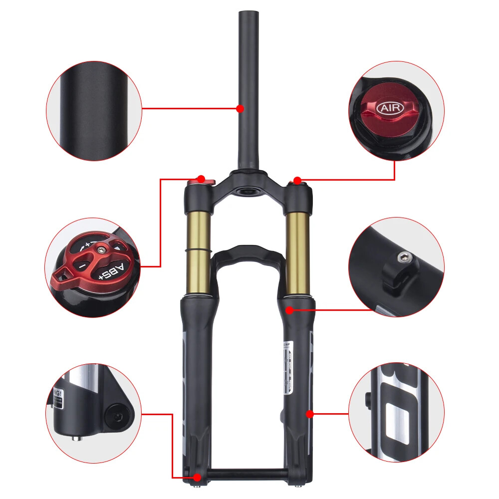 20inch MTB Bicycle Thru-Axle Quick Release Suspension Air Front Frok 90mm Travel