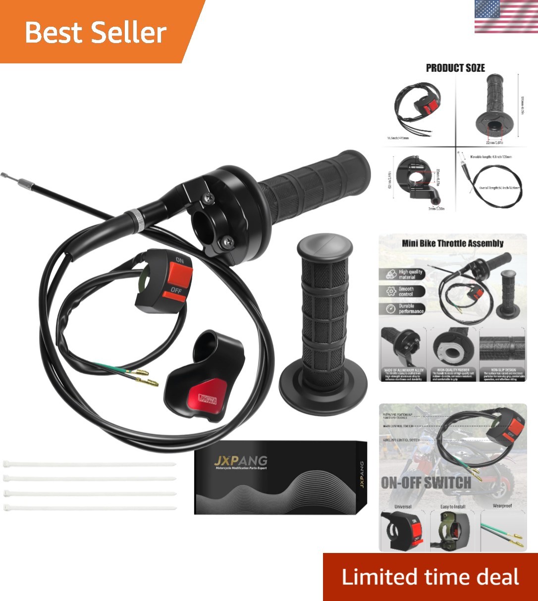 Universal Mini Bike Throttle Assembly&Cable Kit | Direct Replacement for Cole…