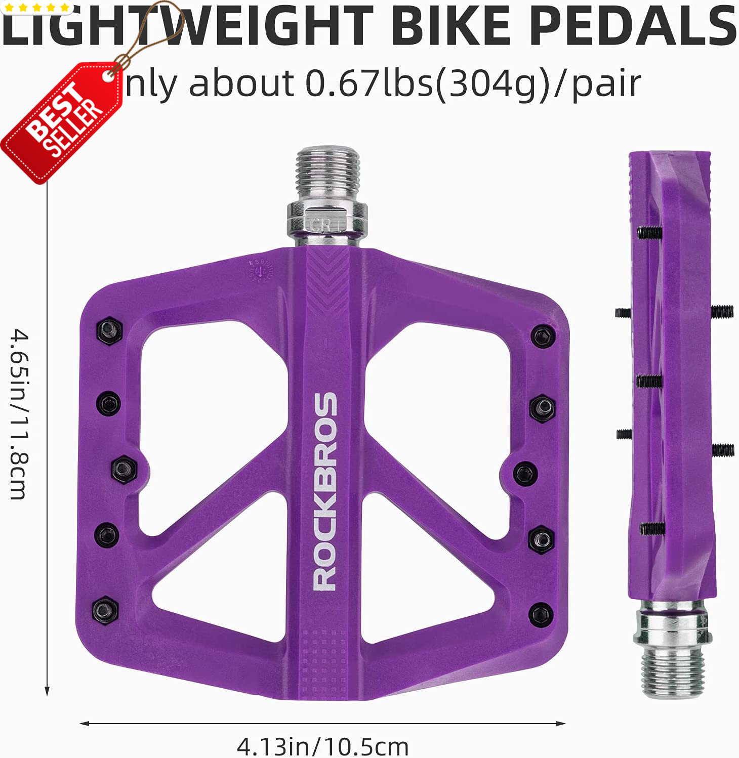 MTB Bike Pedals 9/16 Lightweight Nylon Flat Platform DU Bearing BMX Road – US