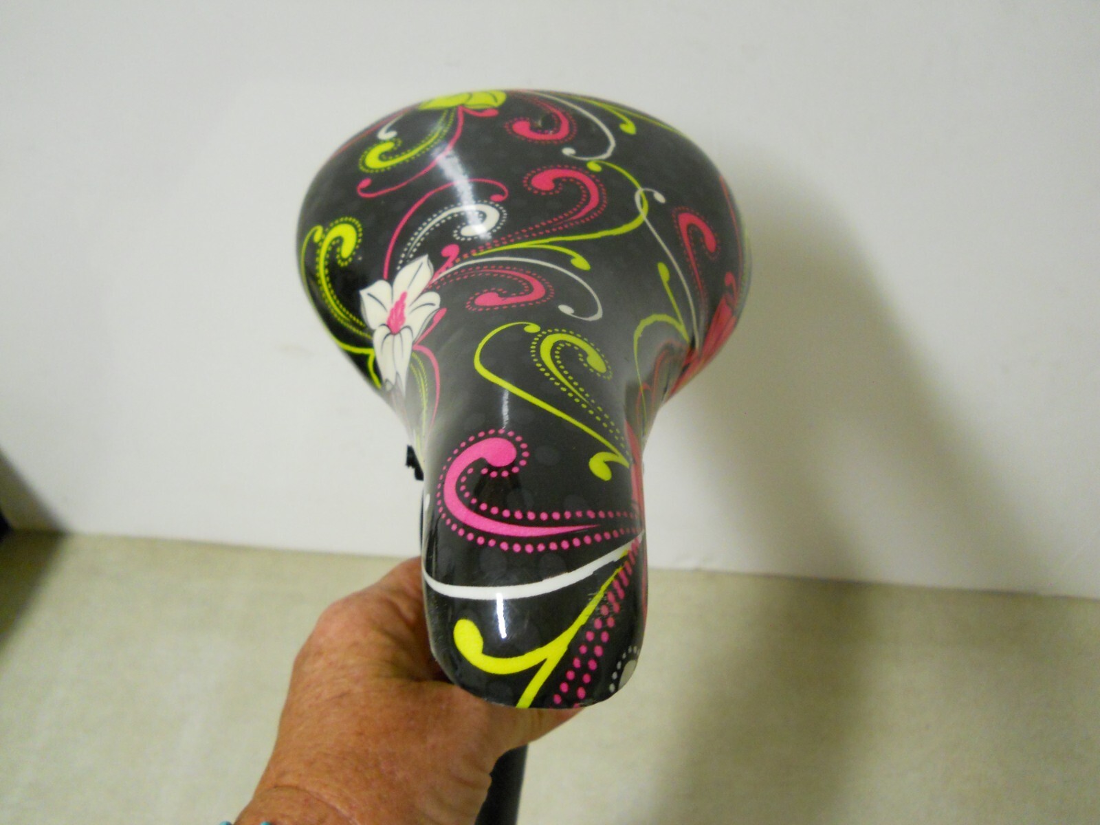 Next Flower Pattern Bicycle Seat Black Yellow White Pink Lilies Bar Reflector