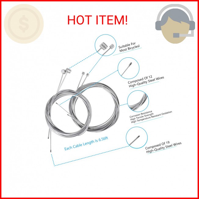 4PCS Bike Brake Cable Shifter Cable, Bicycle Gear Cable Wire for Mountain Bike,