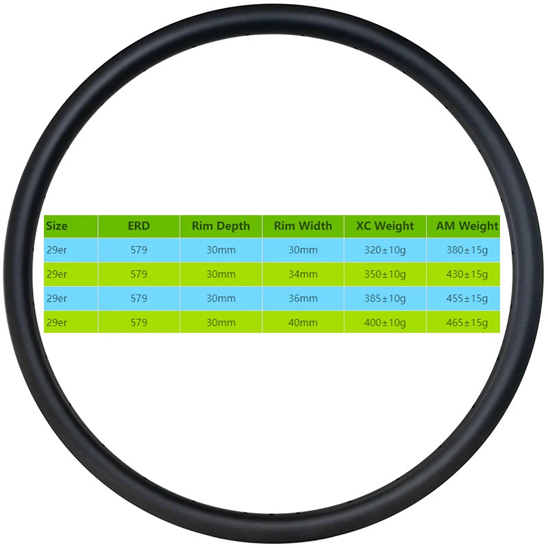 29er MTB XC AM Bicycle 30/34/36/40X30mm Carbon Rim 30/34/36/40mm Wide UD Ring