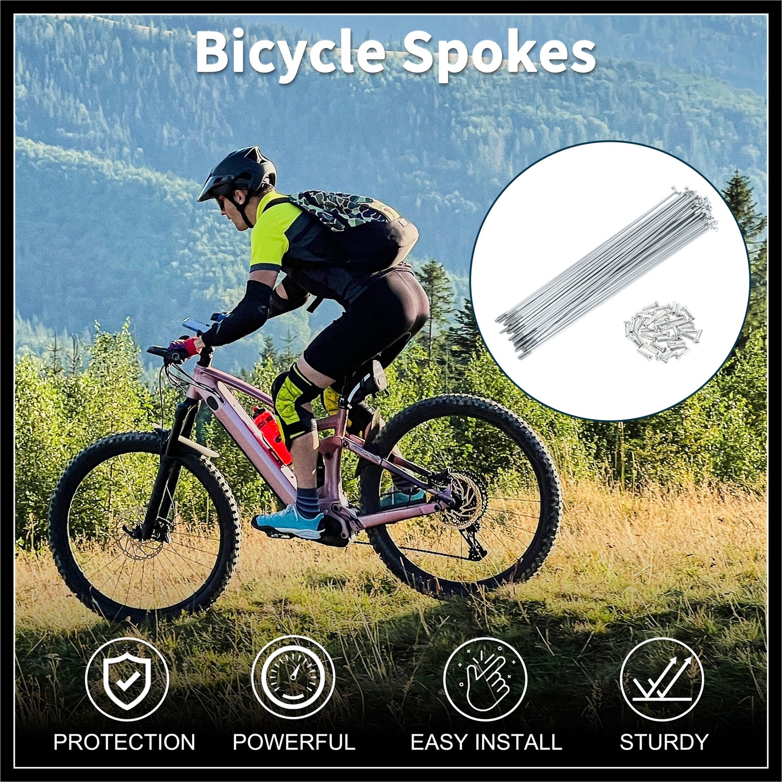 1Set 14G 171mm Length Bicycle Spokes Nipple Carbon Steel Galvanized Universal