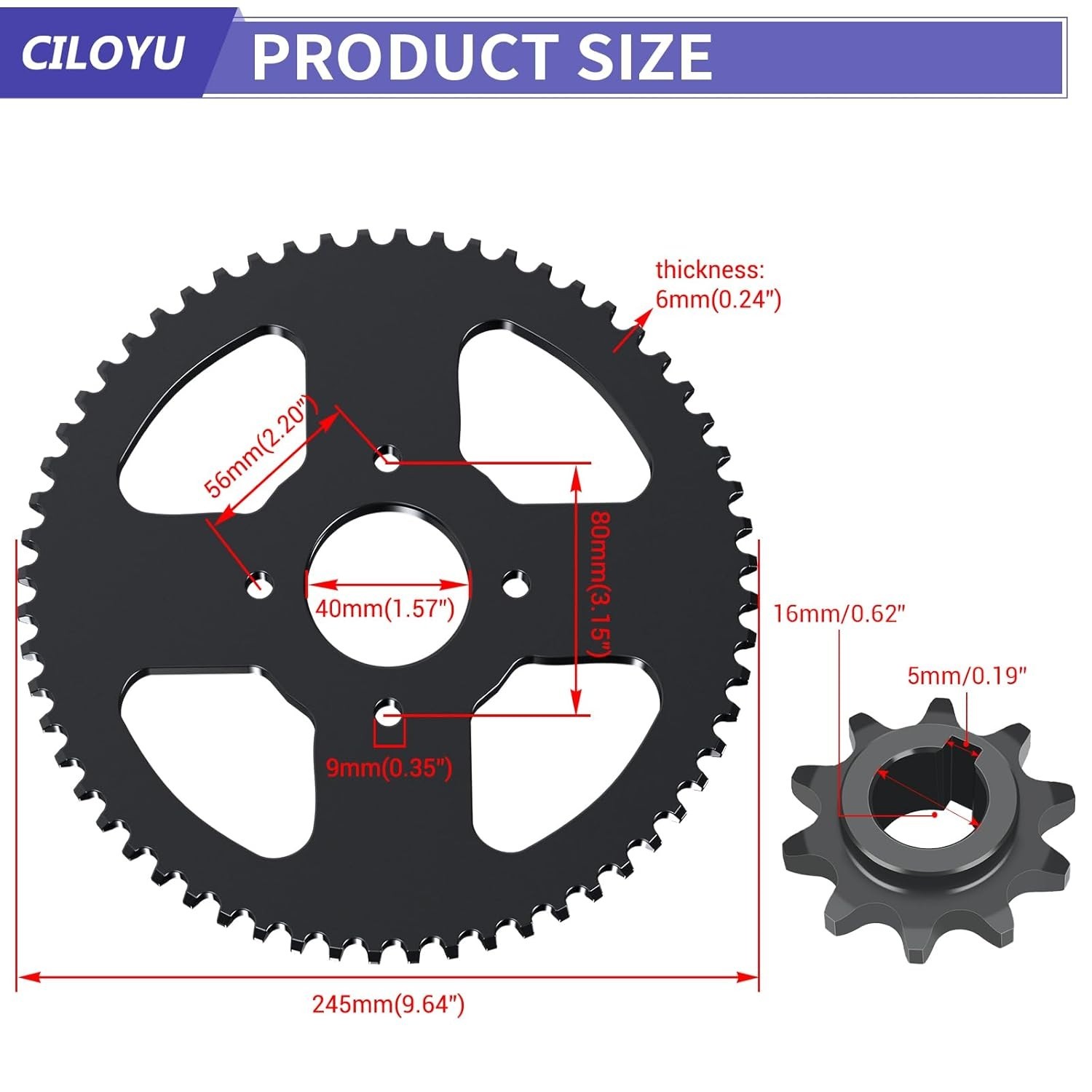 60 Tooth Sprocket 420 Mini Bike Chain Kit Replacement for Coleman CT200U CT200U-
