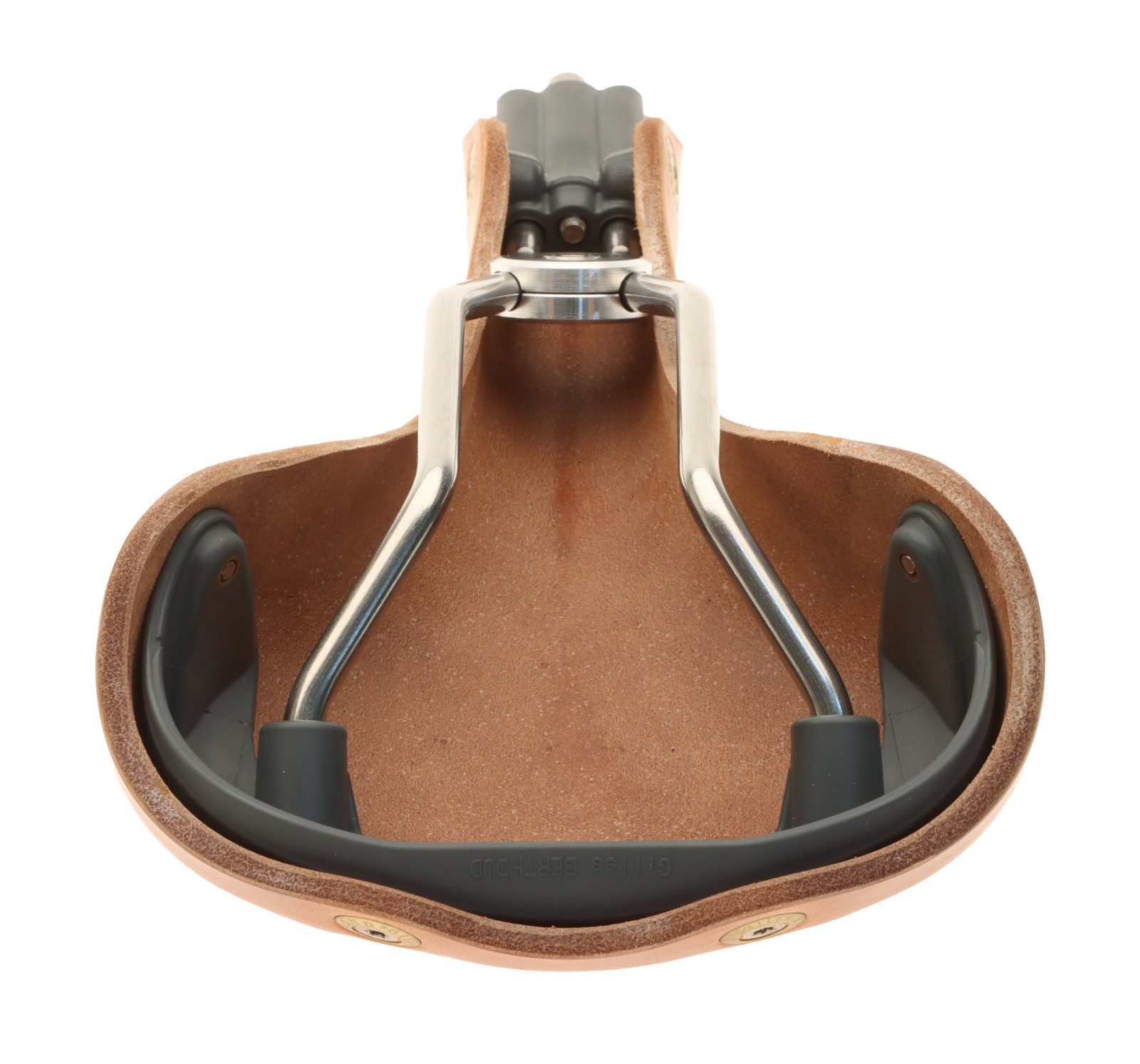 Gilles Berthoud Soulor Saddle Steel Rails Hard Leather Cover Natural NEW NOS NIB