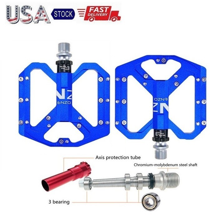 Non-Slip 9/16″ Road Bike Pedal Flat Platform MTB Fixie Bicycle Pedals 3 Bearings