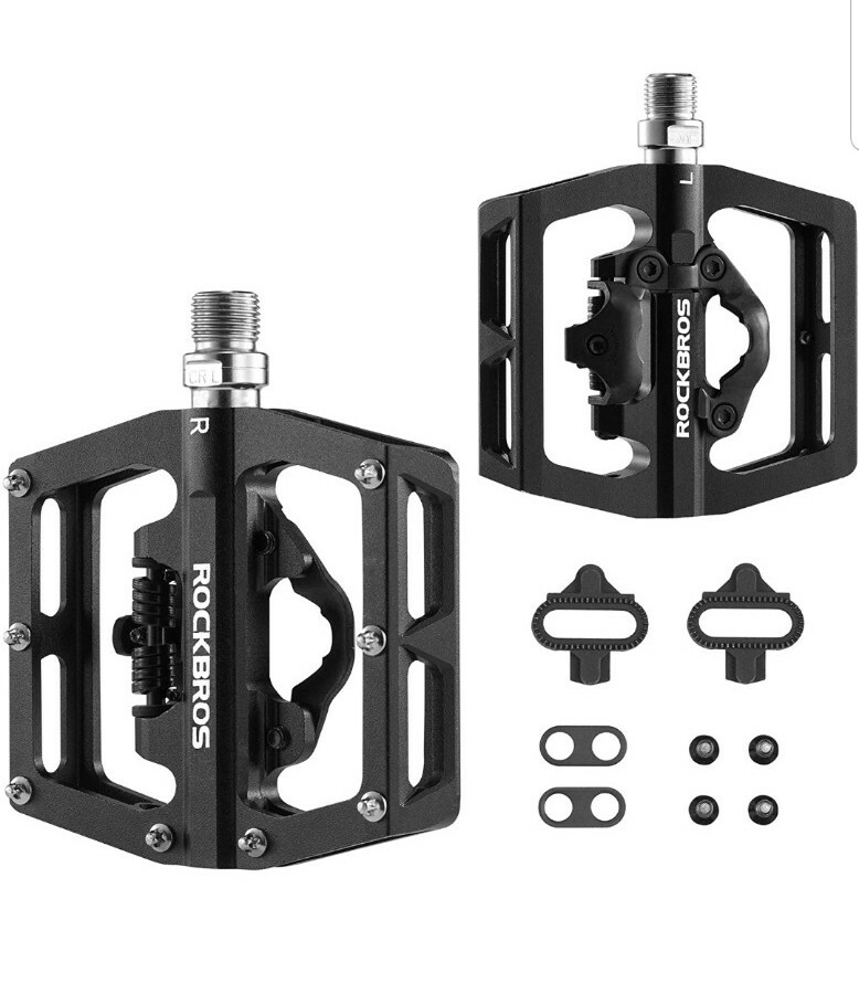MTB Mountain Bike Pedals Bicycle Flat Platform Compatible with SPD Mountain