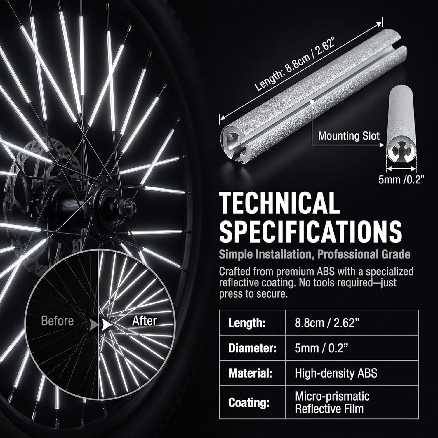 36 PCS Spokes Reflectors – Spoke Skin Spoke Covers Trim Wrap Cover Decoration…