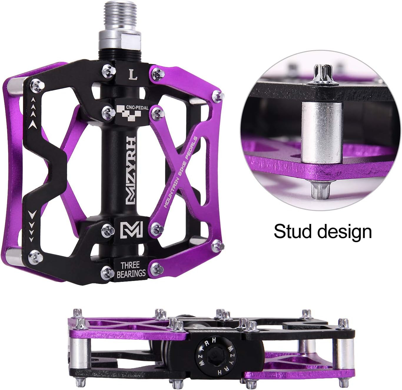Mountain Bike Pedals, Ultra Strong Colorful CNC Machined 9/16″ Cycling Sealed 3