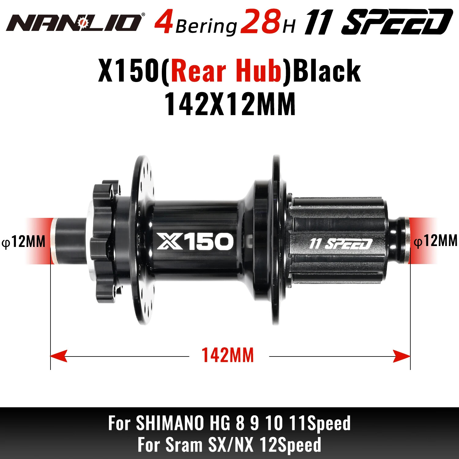 MTB Bike Hub 6 Pawl 3 Teeth 150 Click 32 28 36 Holes HG SX NX 8 9 10 11 12 Speed