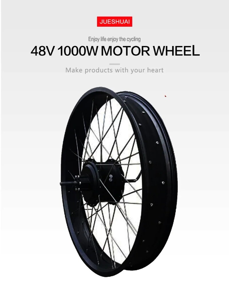 20 24 26er Snow E-bike Fat Tire Brushless Gear Rear Hub Motor Wheel 48V 1000W