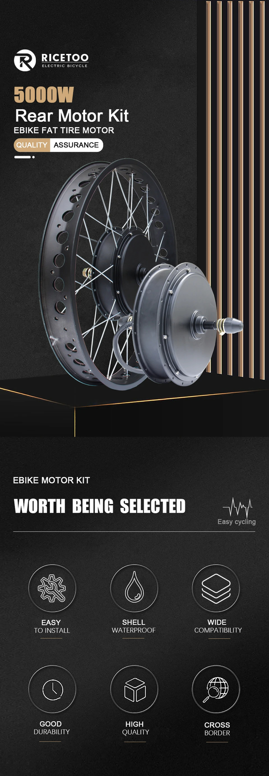 72V 5000W 20/24/26×4.0″ Snow Electric Bike Fat Brushless Non-gear Rear Hub Motor