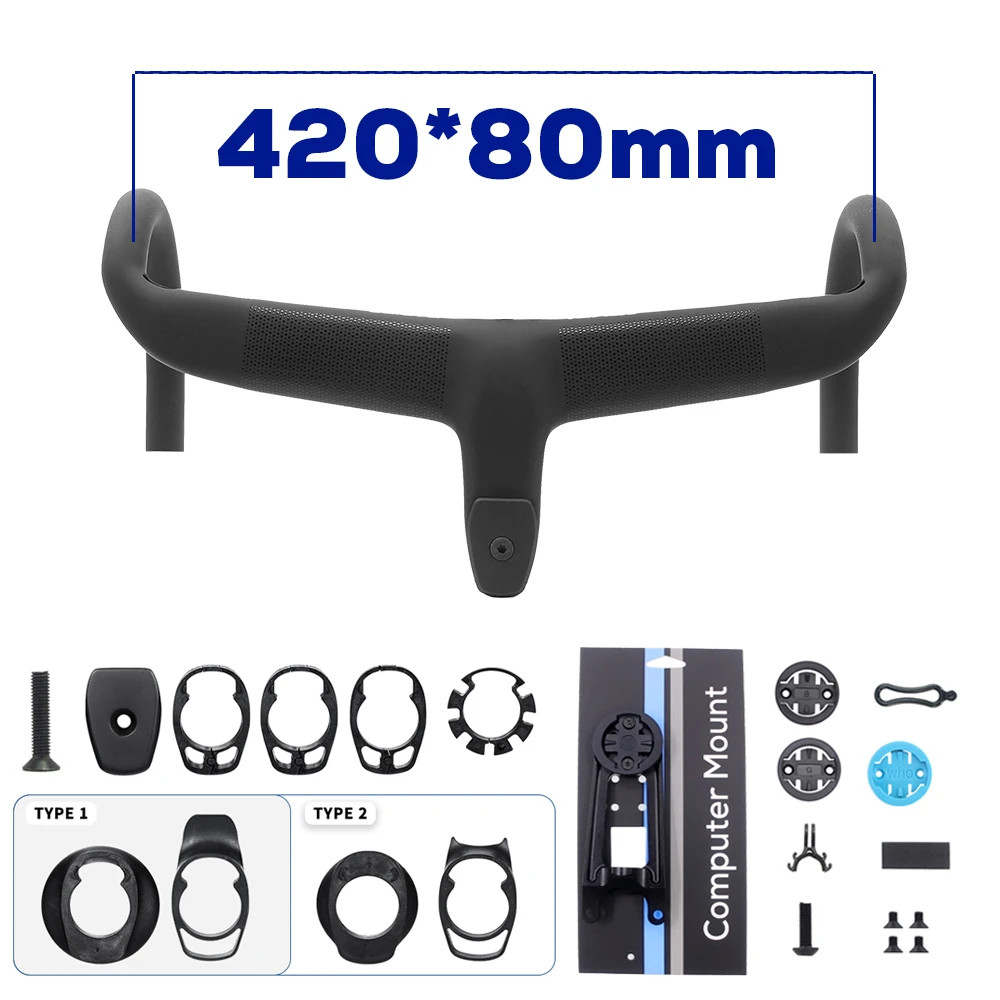 -10 Degree Carbon Fiber Integrated Road Bike Handlebar Internal Cable Routing