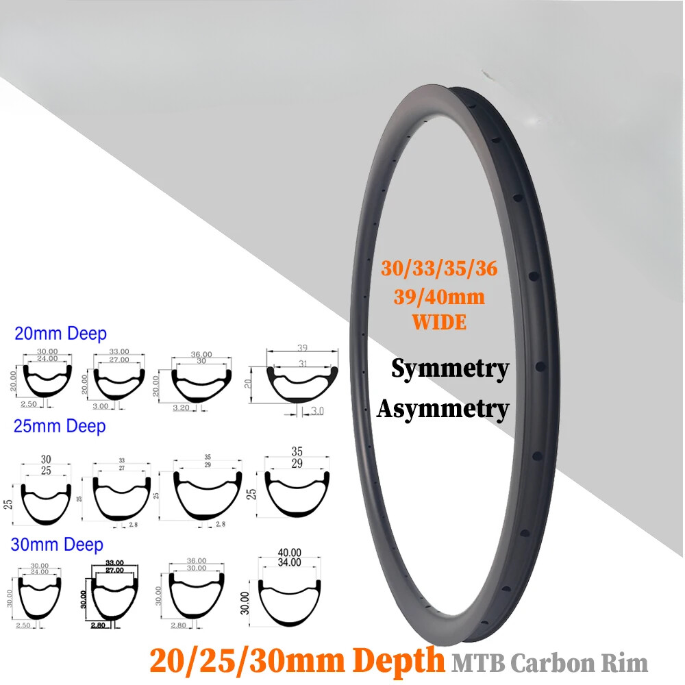 29ER MTB Bicycle Carbon Rims 20/25/30mm Depth Tubeless Bike Disc Brake Wheels