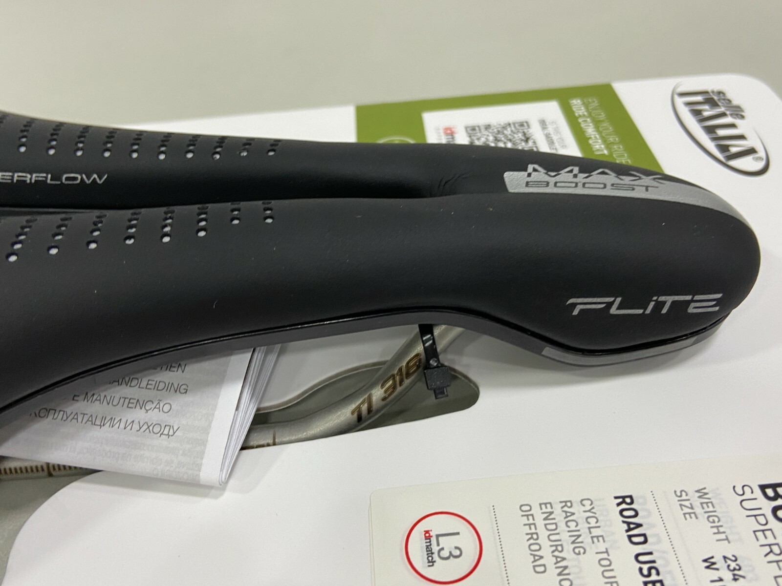 Selle Italia Max Flite Boost Gel SF 155x250mm (L3) Ti316 Rail Bicycle Saddle