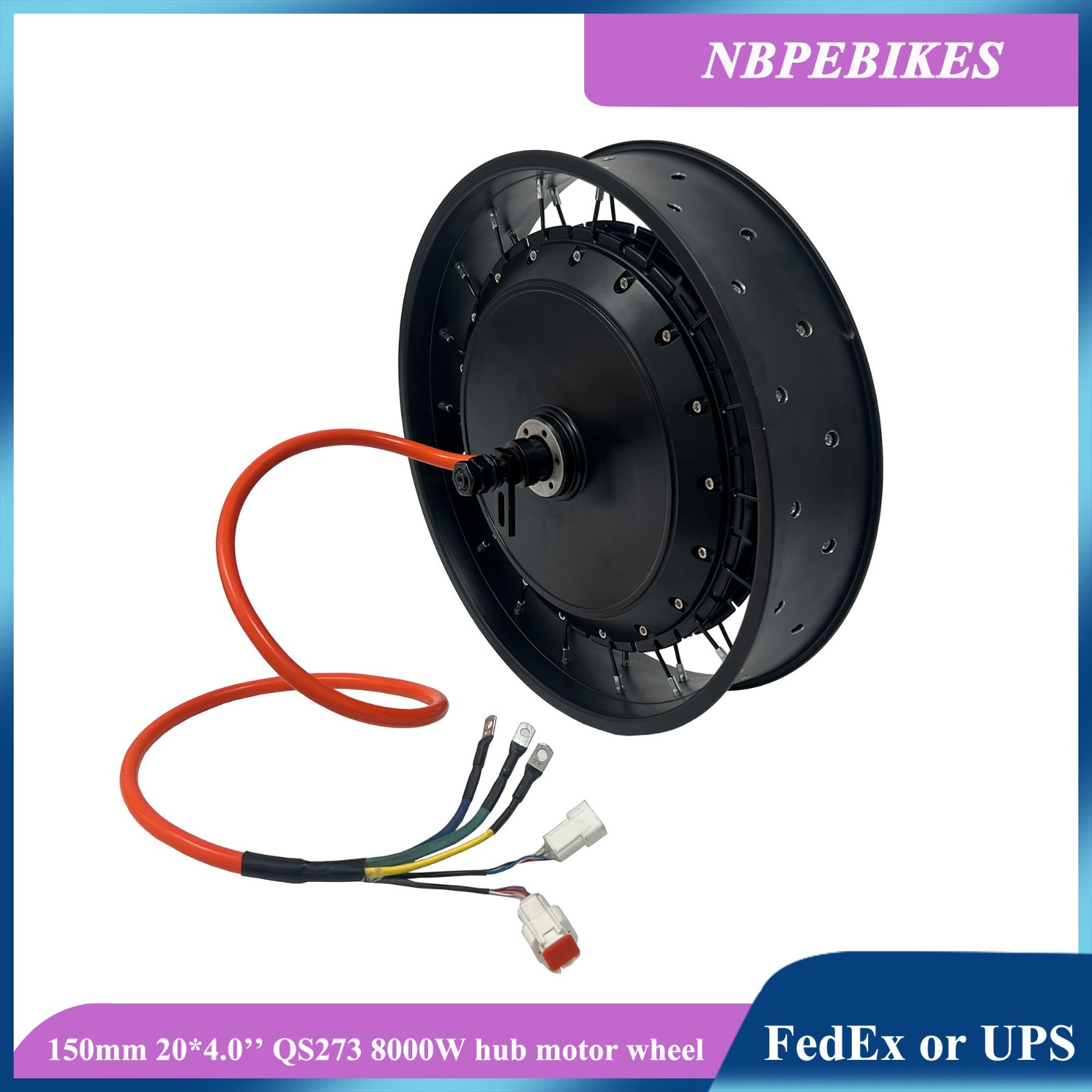 QS273 40H 8000W 3/3.5/4/5T hub motor wheel with 20/24/26*4.0inch black rim