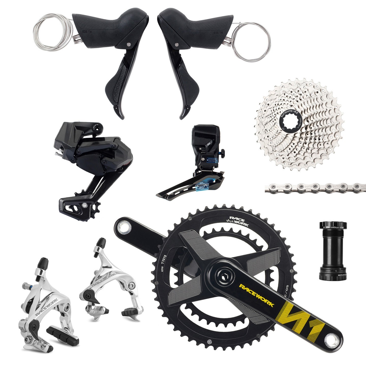 WHEELTOP EDS TX Wireless Electronic Groupset 2×11 Speed Carbon Crankset Rim Brak