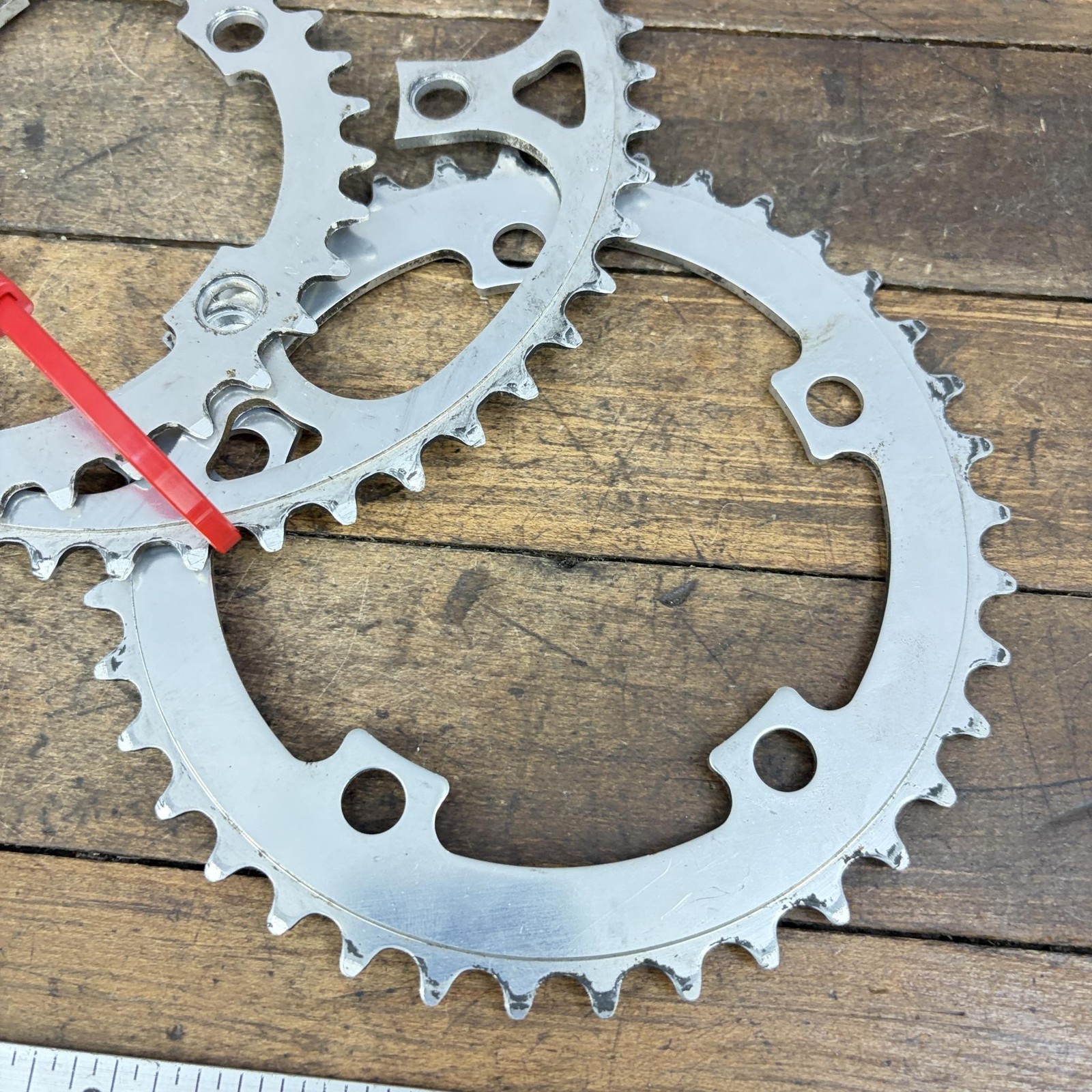 Vintage Sugino Chainring Set 47t 38t 34T 110 BCD Mighty Tour Triple 70s Wear