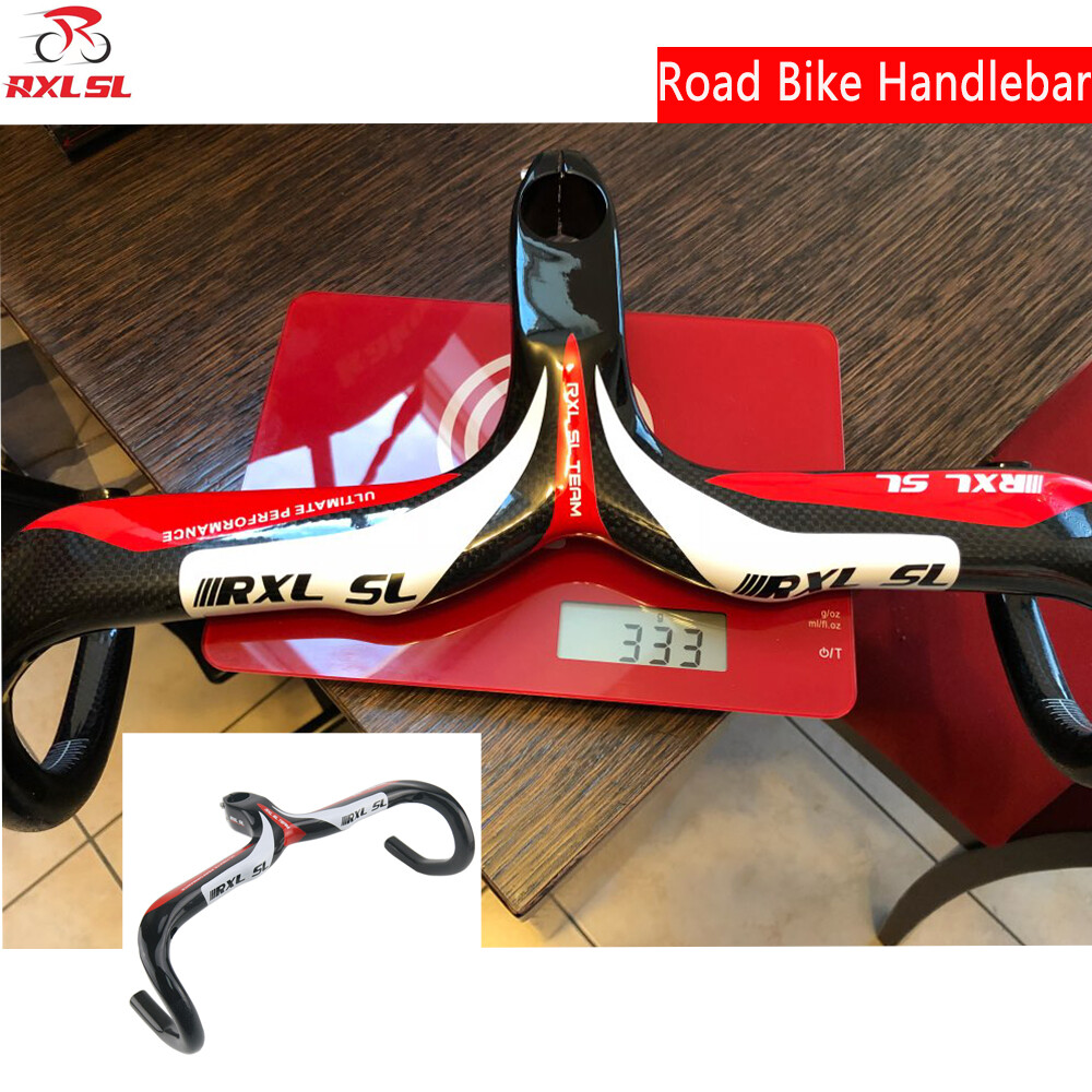 Road Bike Carbon Handlebar Stem Integrated 3K Gloss Bicycle Handlebars