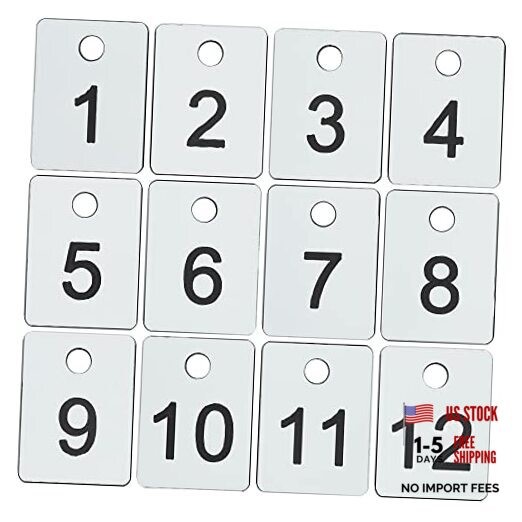 Plastic Numbered Tags Rectangle Key Number Tags Number Disc with 1-100 White